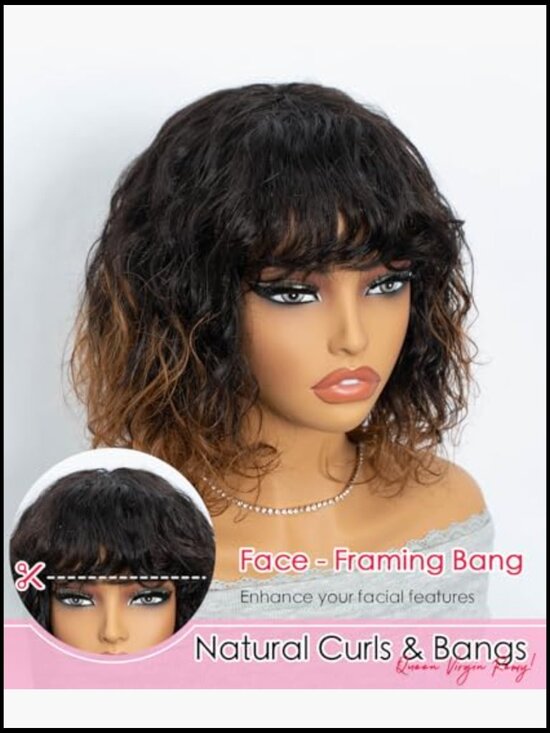 Short Curly Bob Wig Human Hair Glueless Wear and Go Chic Daily Party main image 4